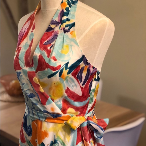 sachin and babi light blue dress Lauren Ralph Lauren Belted Floral Jacquard Halter Gown